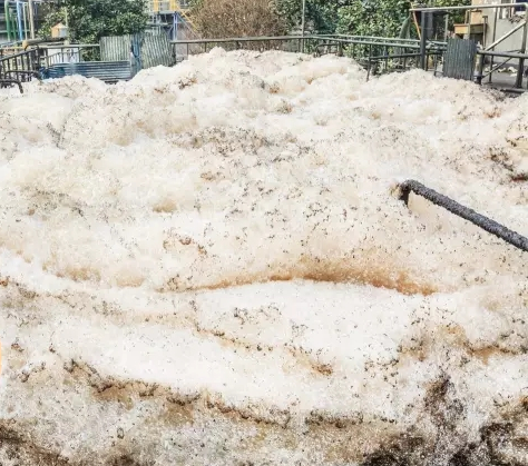 （圖：電廠(chǎng)污水泡沫危害）